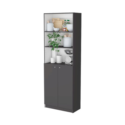 Matt Gray and White 2-Door Bookcase