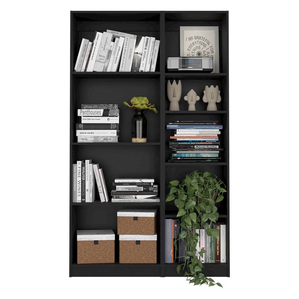 Black Slim 2 Piece Living Room Set with 2 Bookcases