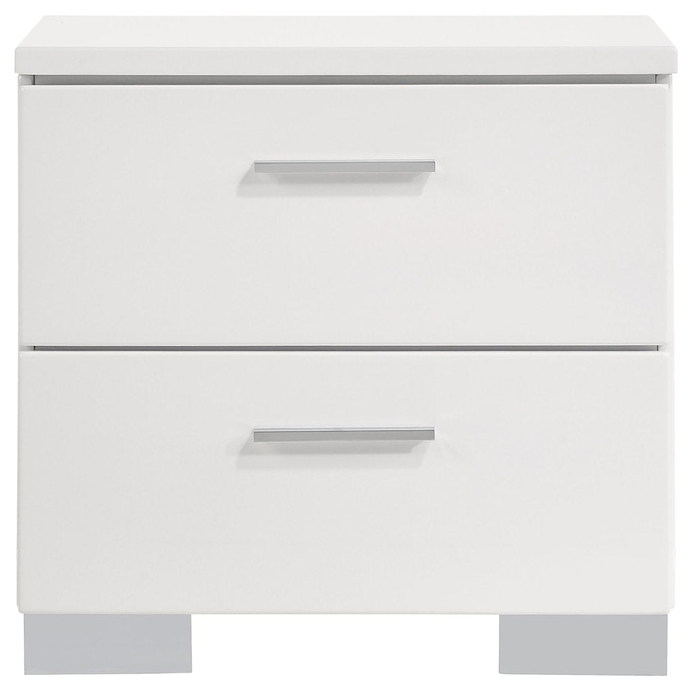 Dulcey White High Gloss 2-drawer Nightstand