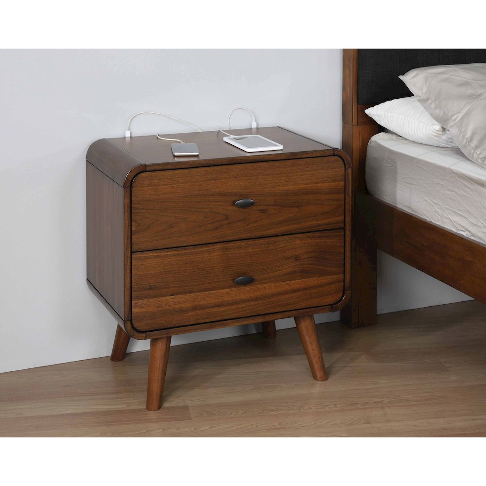 Dark Walnut 2-drawer Nightstand