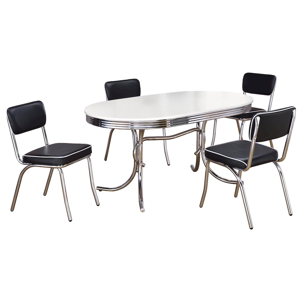 Midge White 5-piece Oval Dining Table Set and Black
