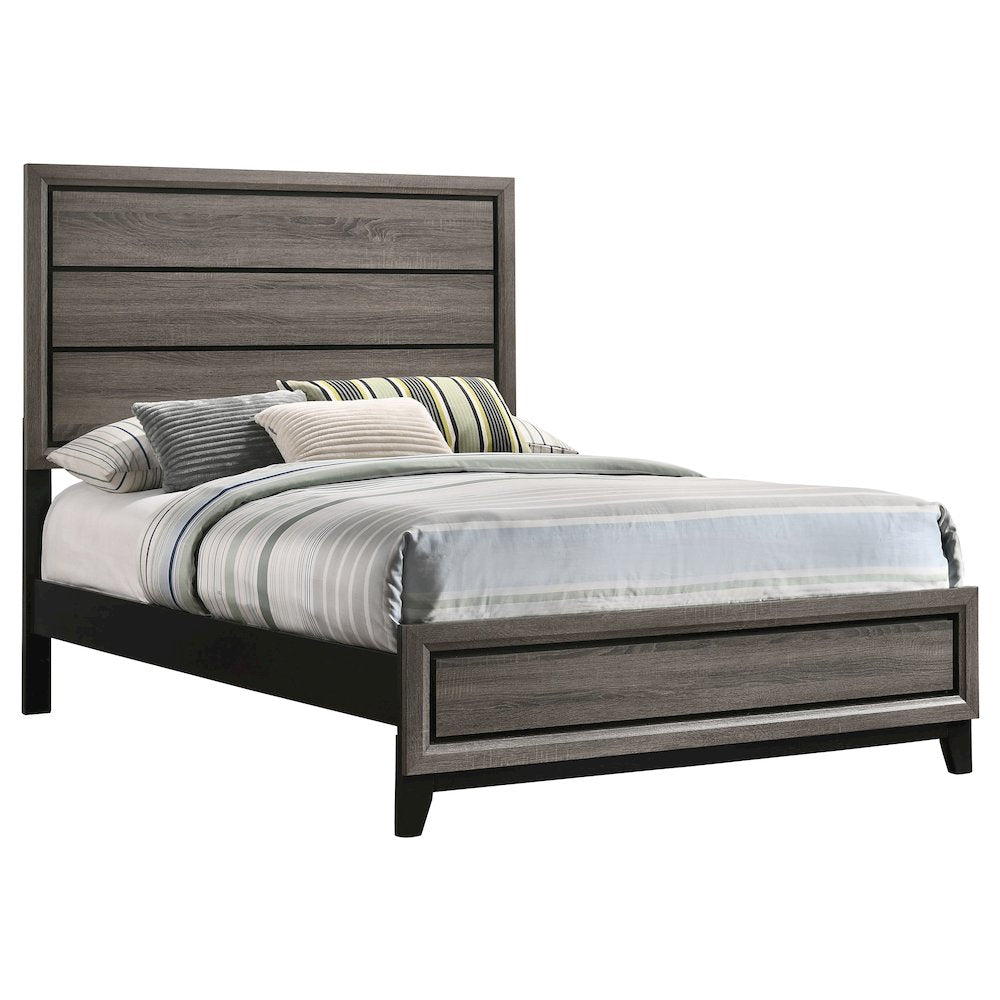 Cabrillo Grey Oak Wood Full Panel Bed