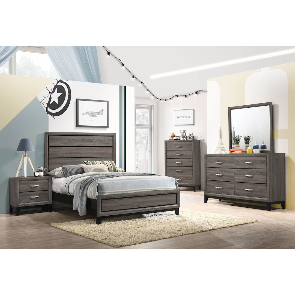 Cabrillo Grey Oak Wood Full Panel Bed