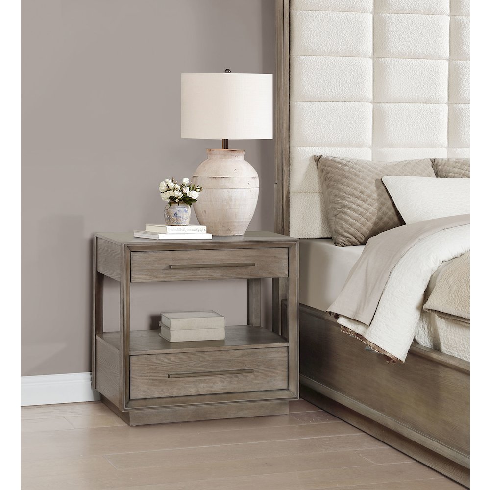 Prescott Taupe Oak 2-drawers Nightstand