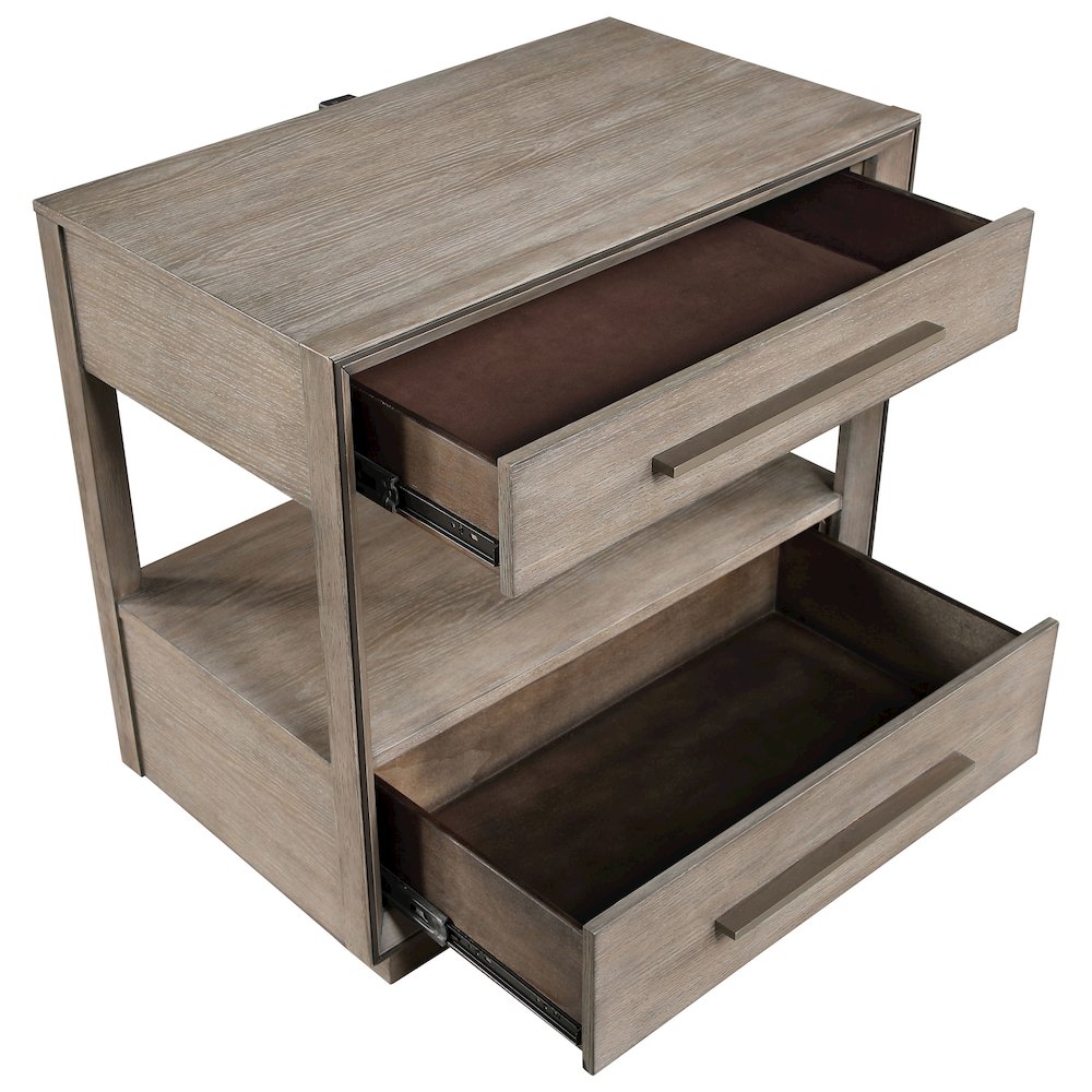 Prescott Taupe Oak 2-drawers Nightstand