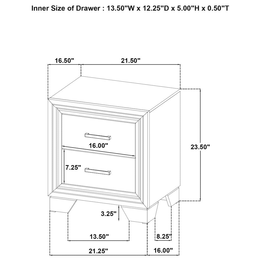 Funston Brown Oak 2-drawer Nightstand Bedside Table