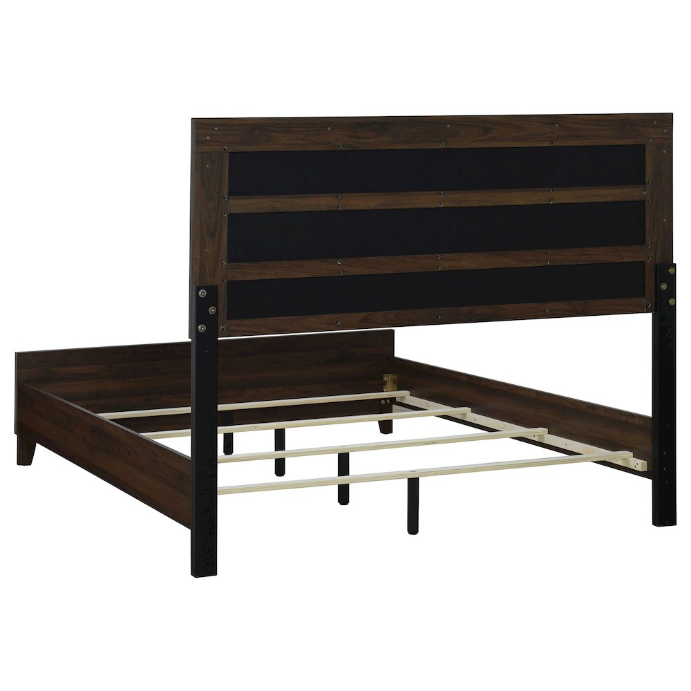 Anza Walnut Upholstered Queen Bed