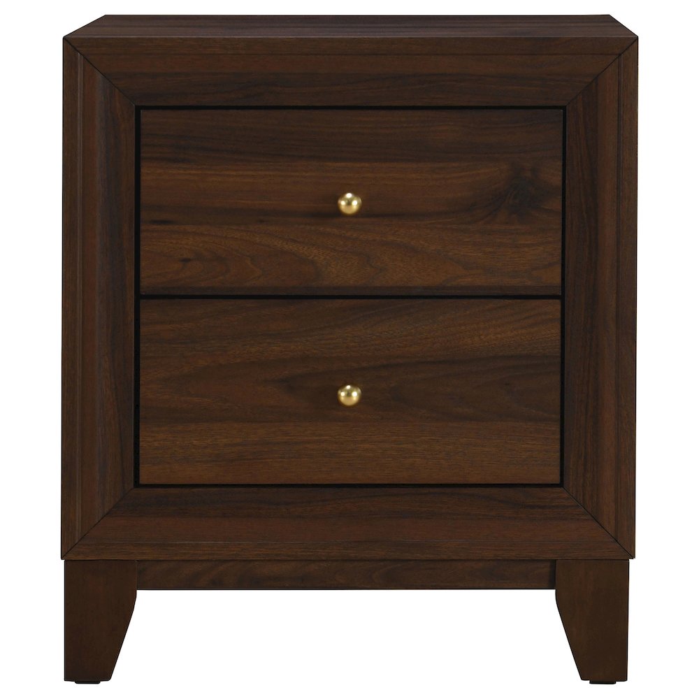 Anza Walnut 2-drawer Nightstand Bedside Table