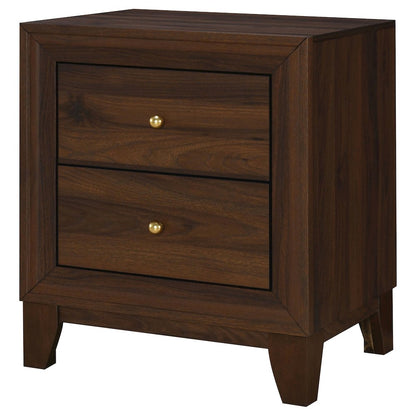 Anza Walnut 2-drawer Nightstand Bedside Table