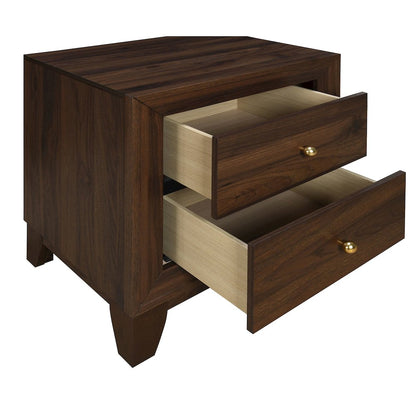 Anza Walnut 2-drawer Nightstand Bedside Table