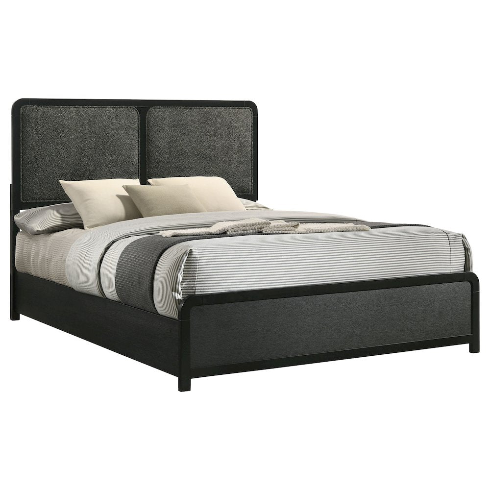 Burton Black Upholstered Queen Bed