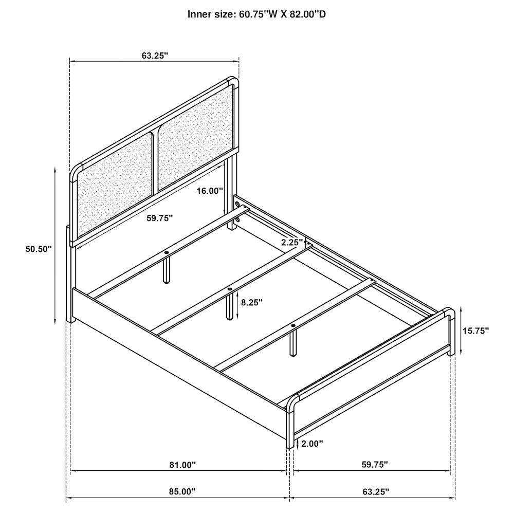 Burton Black Upholstered Queen Bed