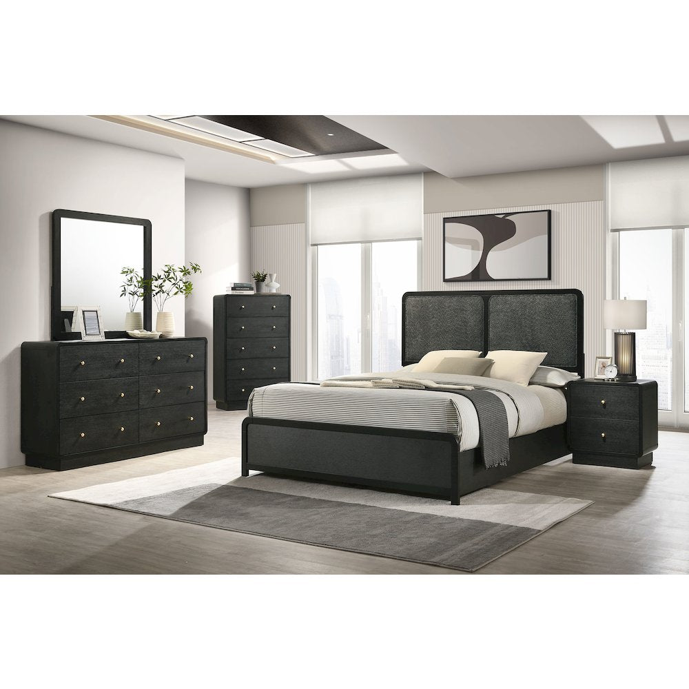 Burton Black Upholstered Queen Bed