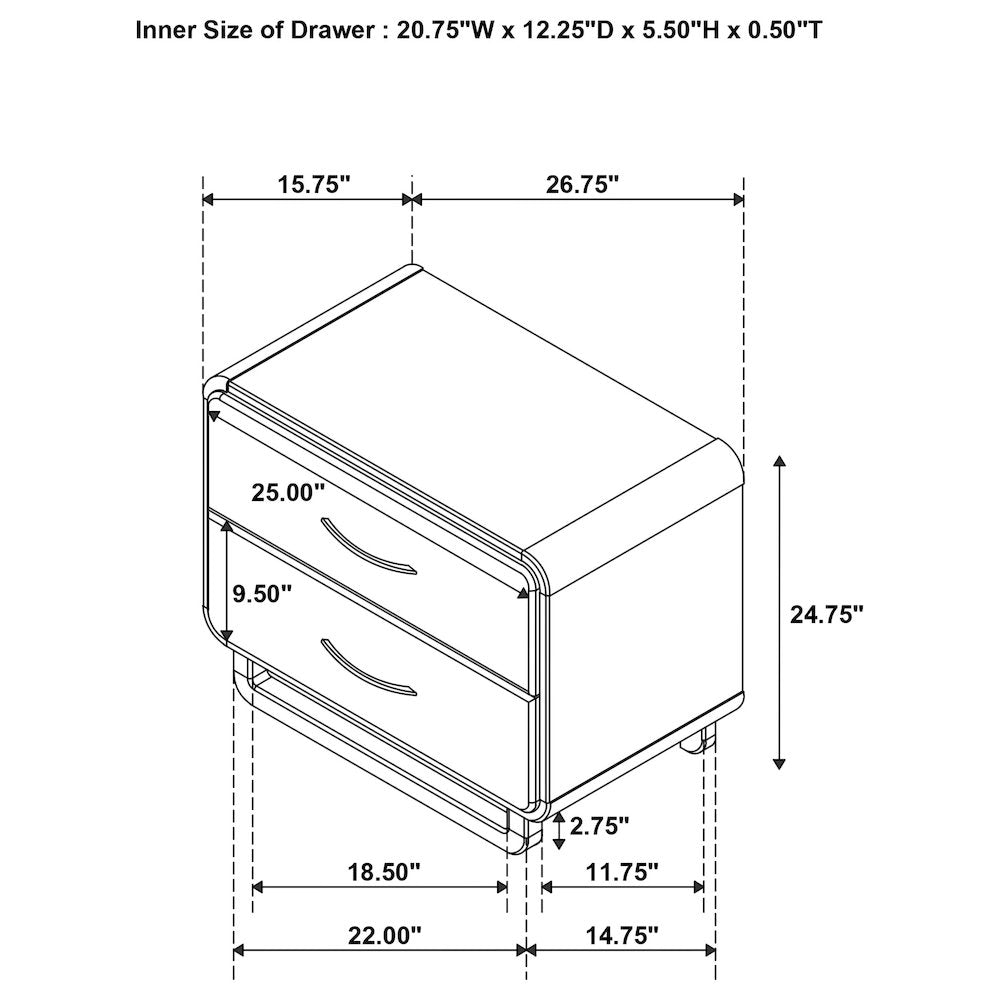 Tully Nutmeg 2-drawers Nightstand