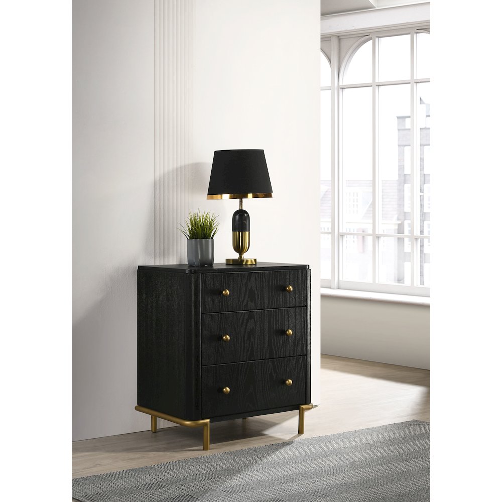 Black 3-Drawer Nightstand