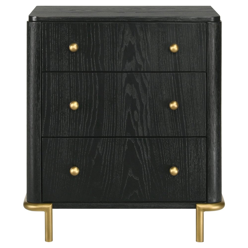 Black 3-Drawer Nightstand