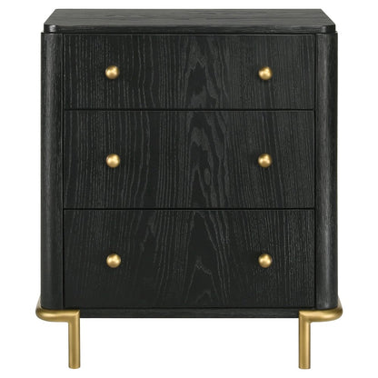 Black 3-Drawer Nightstand