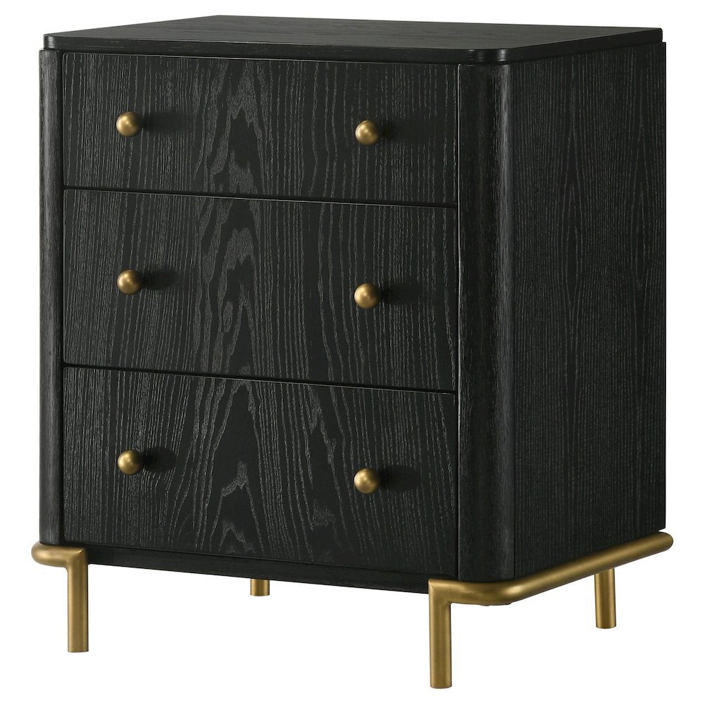 Black 3-Drawer Nightstand