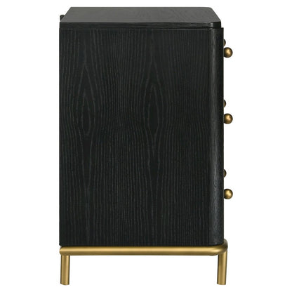 Black 3-Drawer Nightstand