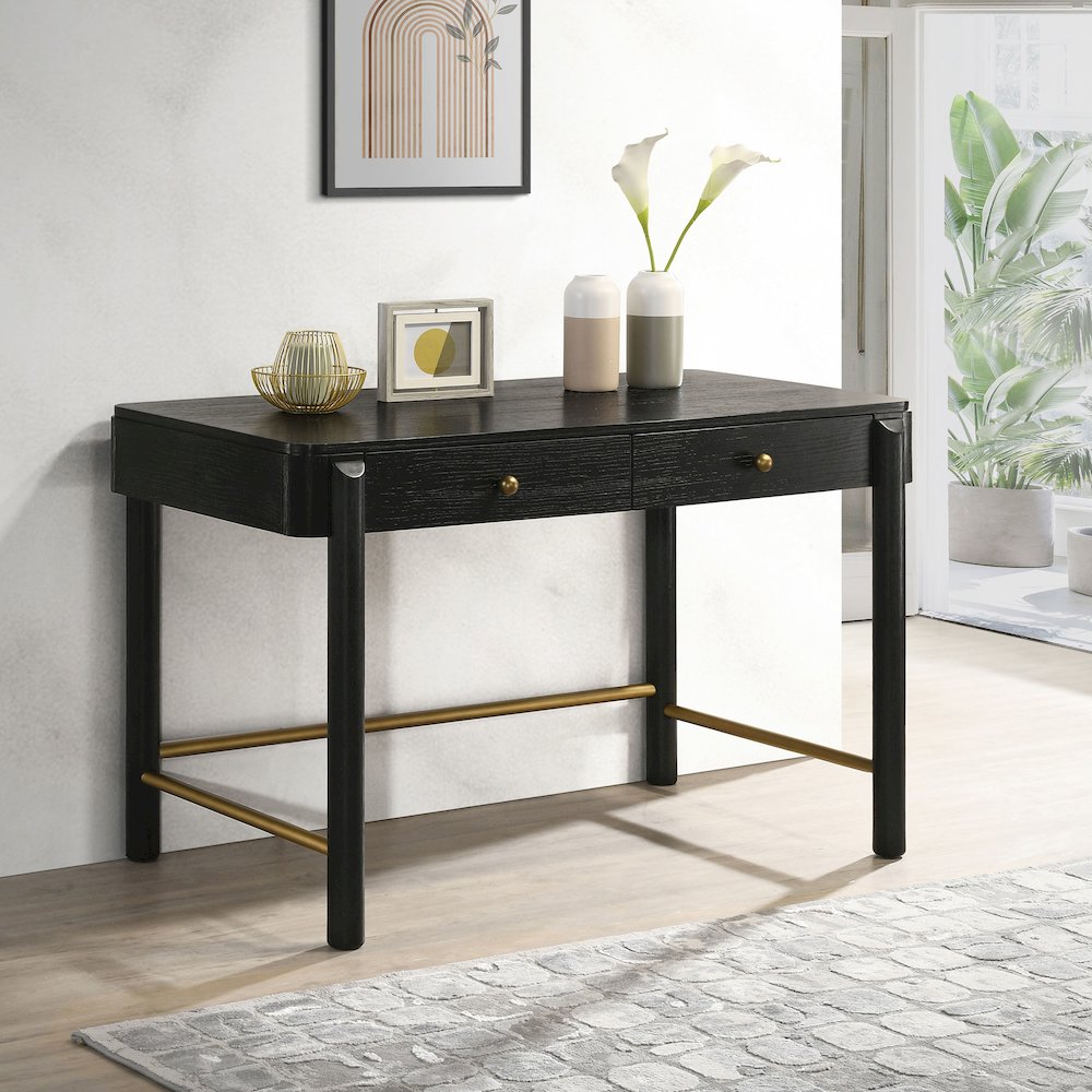 Black 2-Drawer Vanity Desk