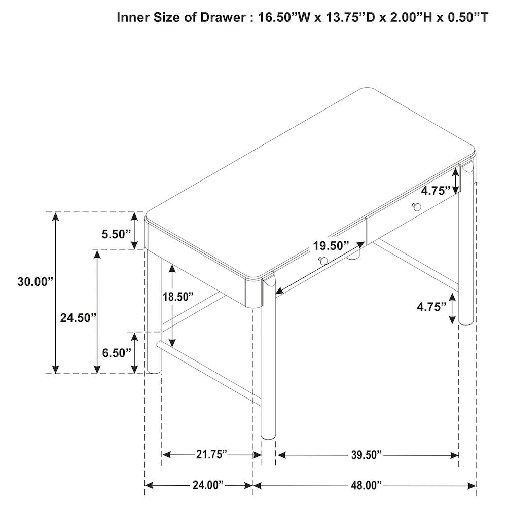 Black 2-Drawer Vanity Desk