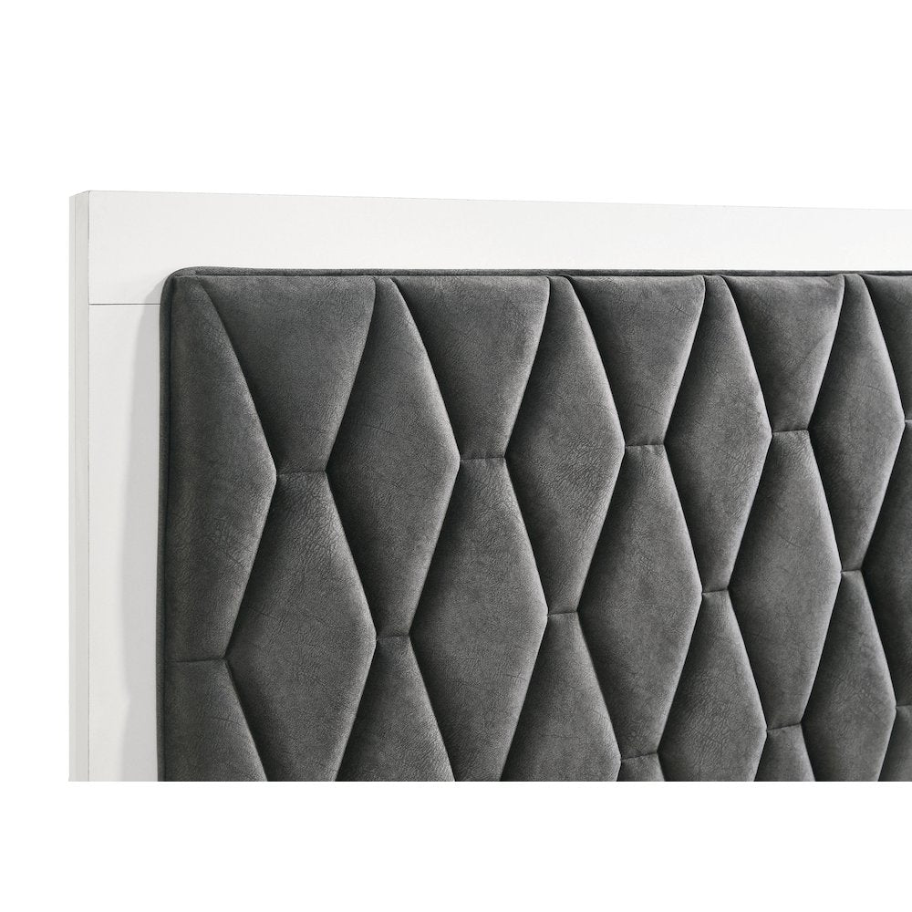 Taraval White Queen Upholstered Panel Bed