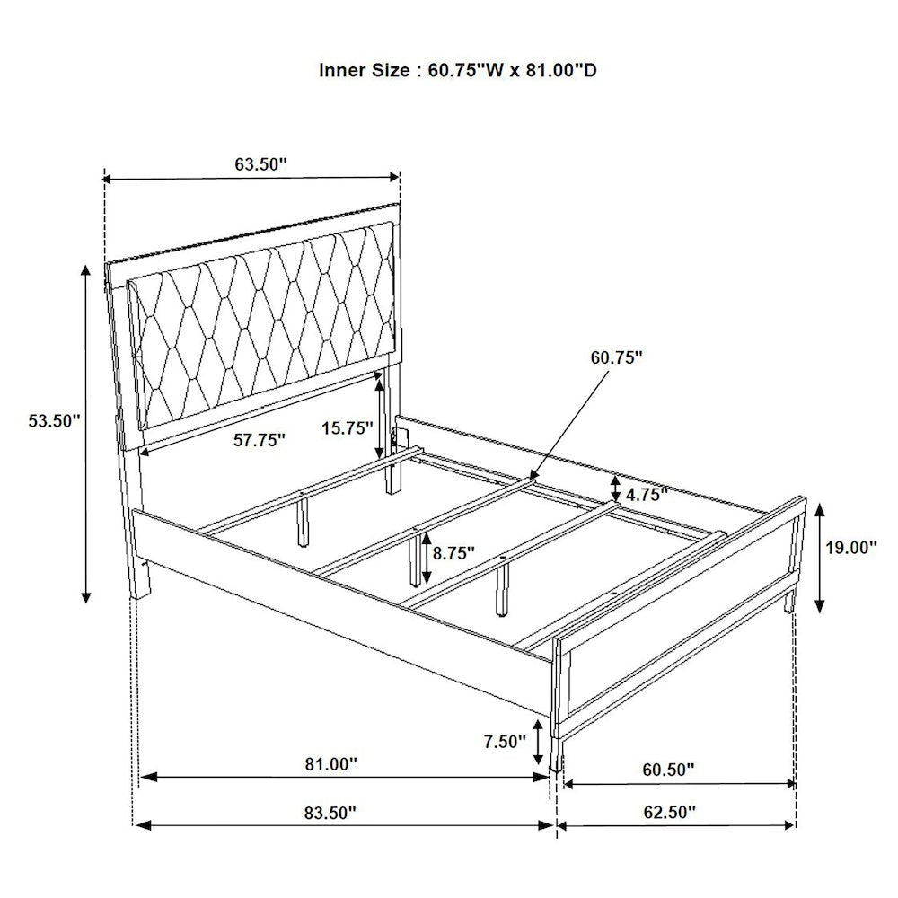 Taraval White Queen Upholstered Panel Bed