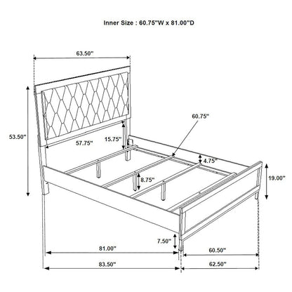 Taraval White Queen Upholstered Panel Bed
