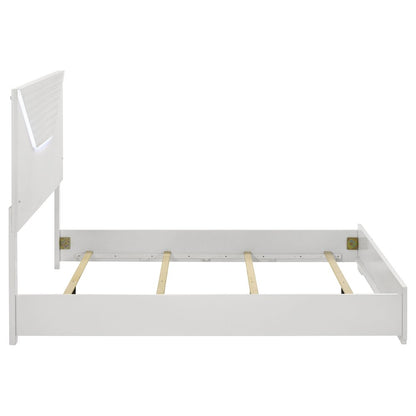 Pierce Queen Panel Bed LED Headboard White High Gloss
