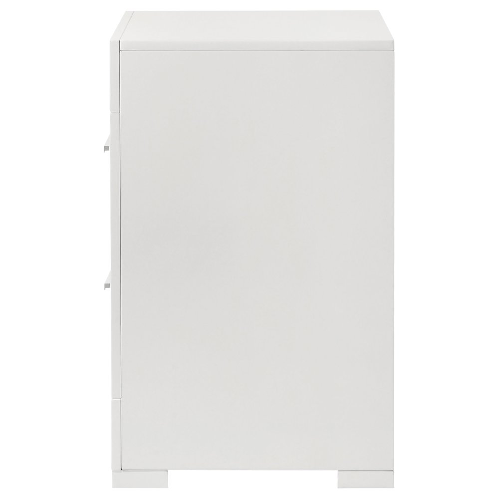 Pierce White High Gloss 2-drawer Nightstand Bedside Table