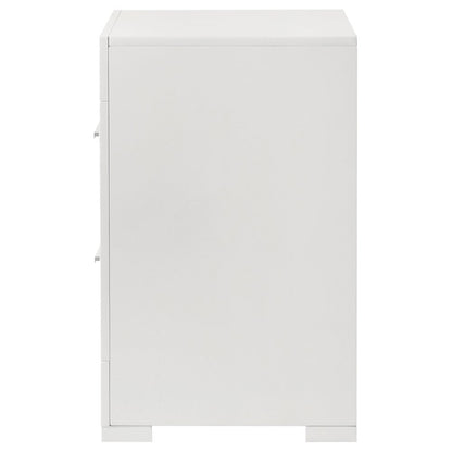 Pierce White High Gloss 2-drawer Nightstand Bedside Table