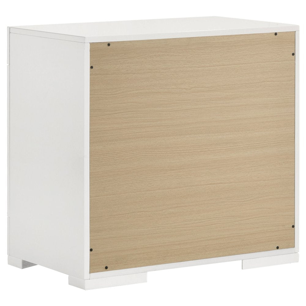 Pierce White High Gloss 2-drawer Nightstand Bedside Table