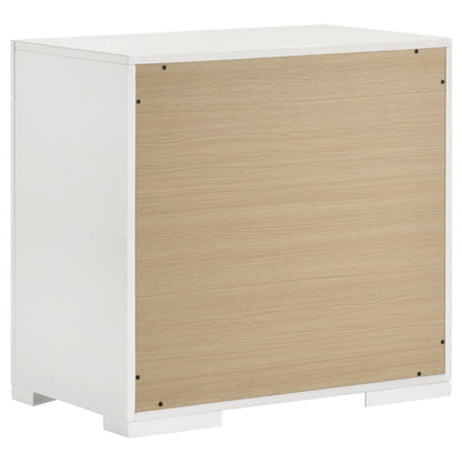 Pierce White High Gloss 2-drawer Nightstand Bedside Table