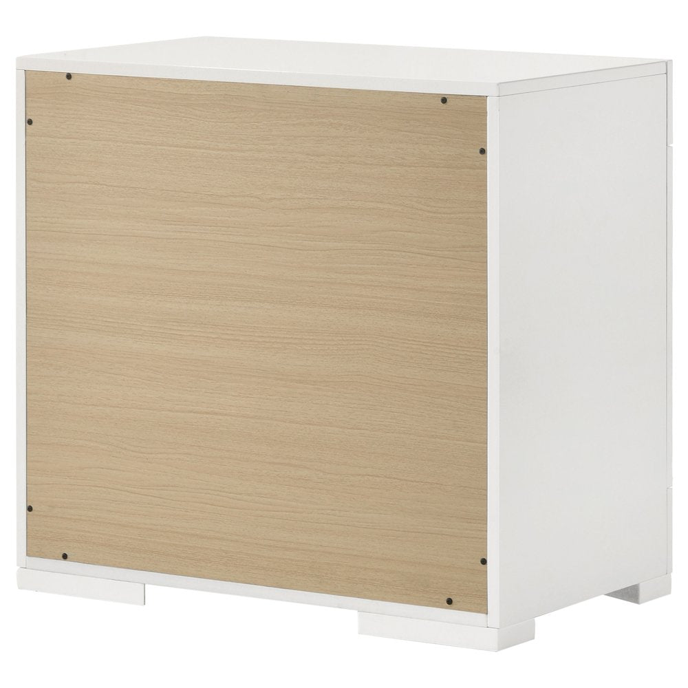Pierce White High Gloss 2-drawer Nightstand Bedside Table