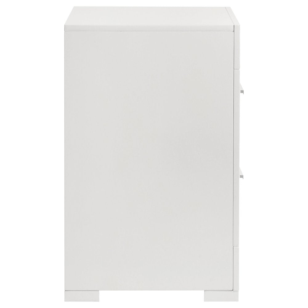 Pierce White High Gloss 2-drawer Nightstand Bedside Table