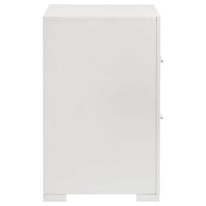 Pierce White High Gloss 2-drawer Nightstand Bedside Table
