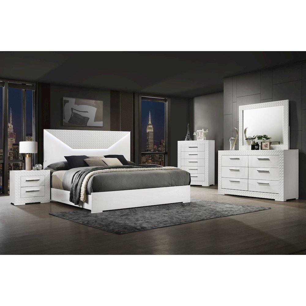 Pierce White High Gloss 2-drawer Nightstand Bedside Table