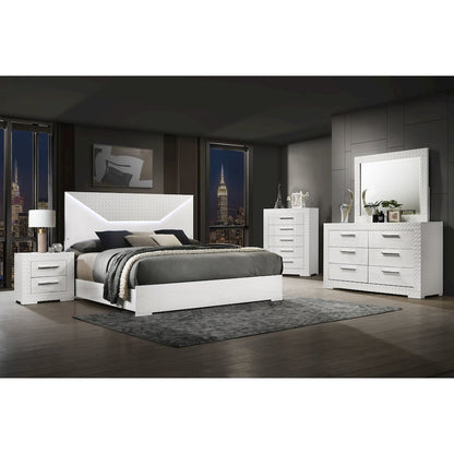 Pierce White High Gloss 2-drawer Nightstand Bedside Table