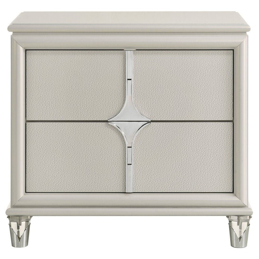 Gwendolyn Pearl White 2-drawer Nightstand Bedside Table