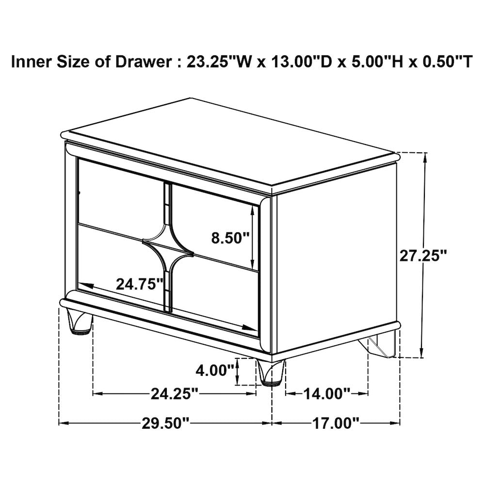 Gwendolyn Pearl White 2-drawer Nightstand Bedside Table