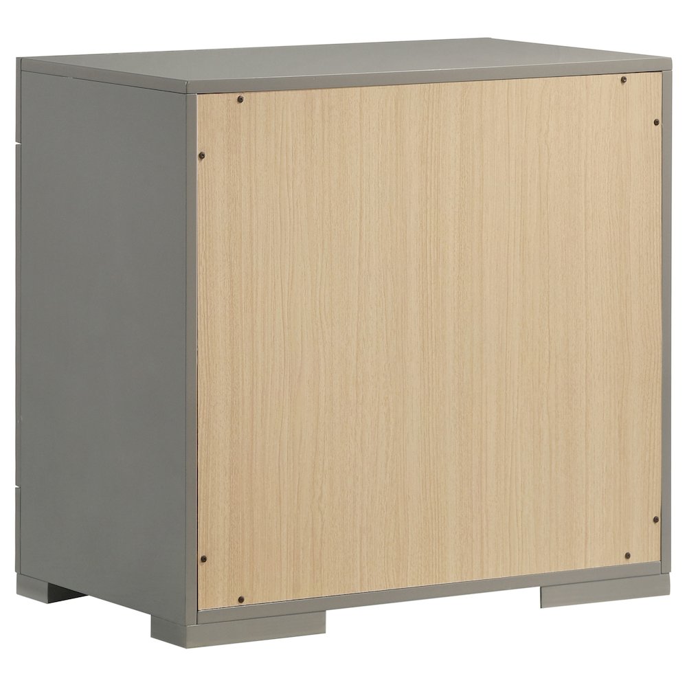 Pierce Grey High Gloss 2-drawer Nightstand Bedside Table