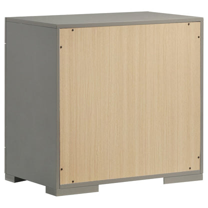 Pierce Grey High Gloss 2-drawer Nightstand Bedside Table