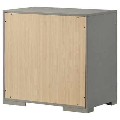 Pierce Grey High Gloss 2-drawer Nightstand Bedside Table
