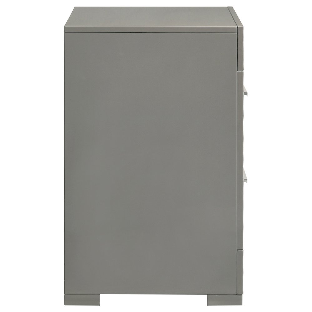 Pierce Grey High Gloss 2-drawer Nightstand Bedside Table