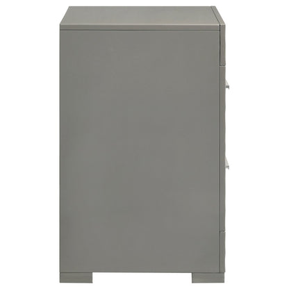 Pierce Grey High Gloss 2-drawer Nightstand Bedside Table
