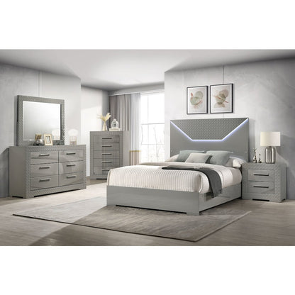 Pierce Grey High Gloss 2-drawer Nightstand Bedside Table