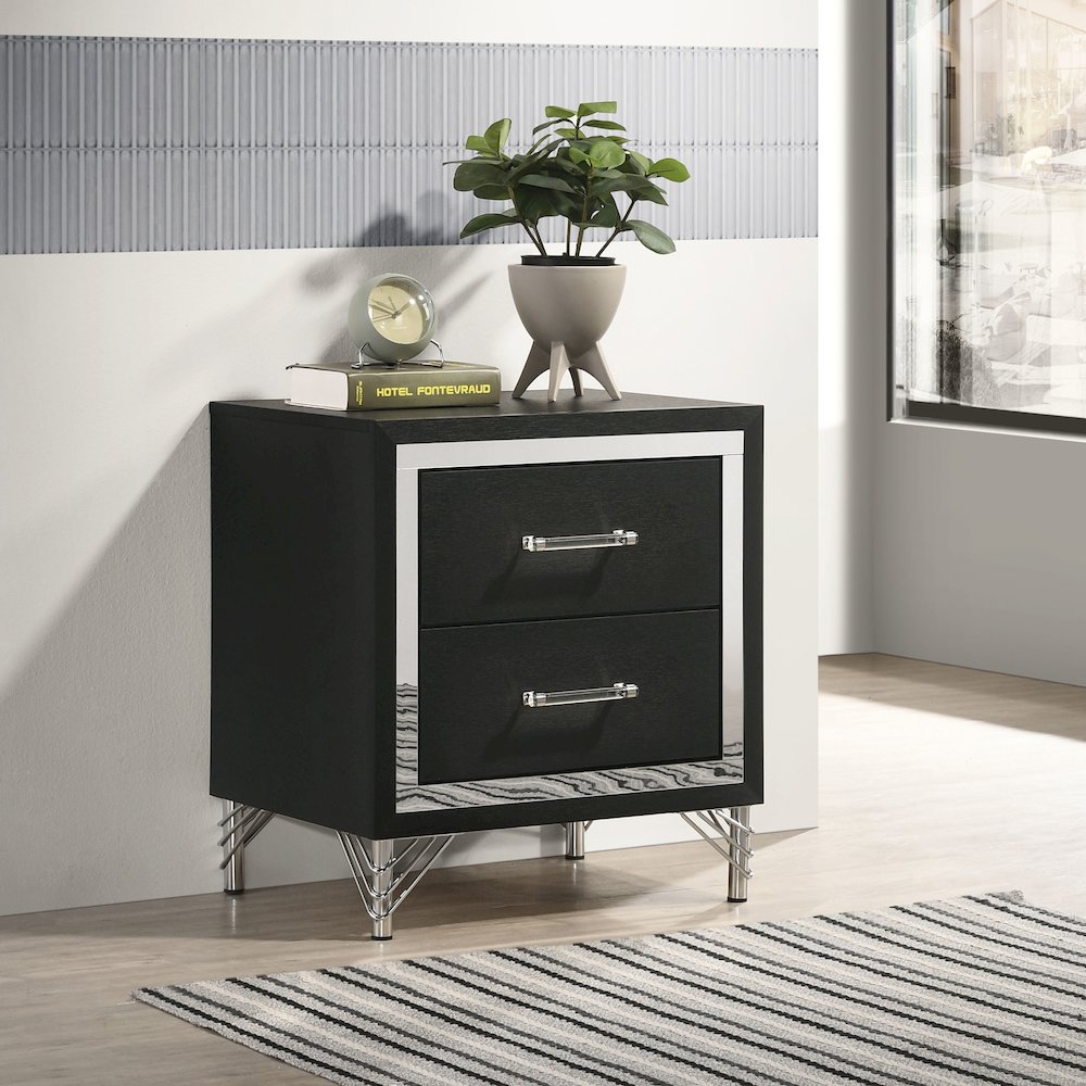 Malcolm Black 2-drawer Nightstand Bedside Table