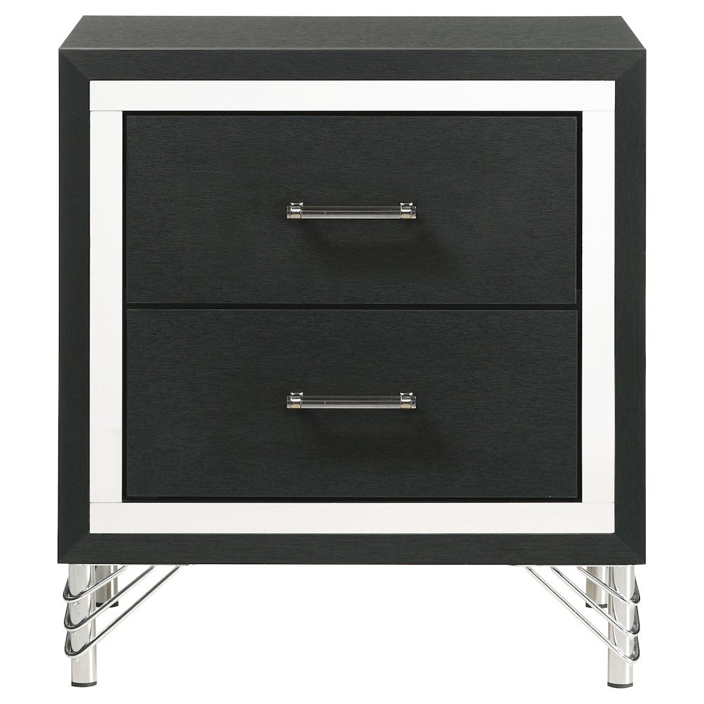 Malcolm Black 2-drawer Nightstand Bedside Table