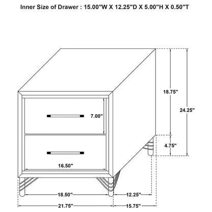 Malcolm Black 2-drawer Nightstand Bedside Table