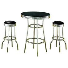 Midge Black 3-piece Round 1950s Bistro Pub Bar Table Set